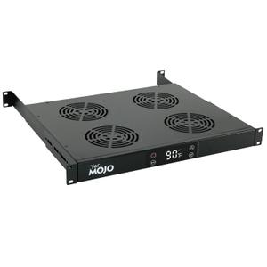 Tecmojo 1U Rack Mount Cooling Fans, 4 Fans Cooling System with Thermostat,Digital Heat Monitor Display & Overheat Alarm Sensor, Adjustable Temperature Control and Depth