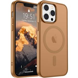 SUPFINE Magnetic for iPhone 13 Pro Max Case (Compatible with MagSafe) (Military Grade Drop Protection) Slim Translucent Matte Shockproof with Anti-Fingerprint Phone Case,Brown