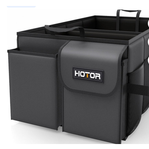 HOTOR Trunk Organizer for Car and SUV - Large-Capacity Car Organizer with Multiple Compartments, Foldable Car Organization for Car Accessories, Tools, Sundries, Large, Black