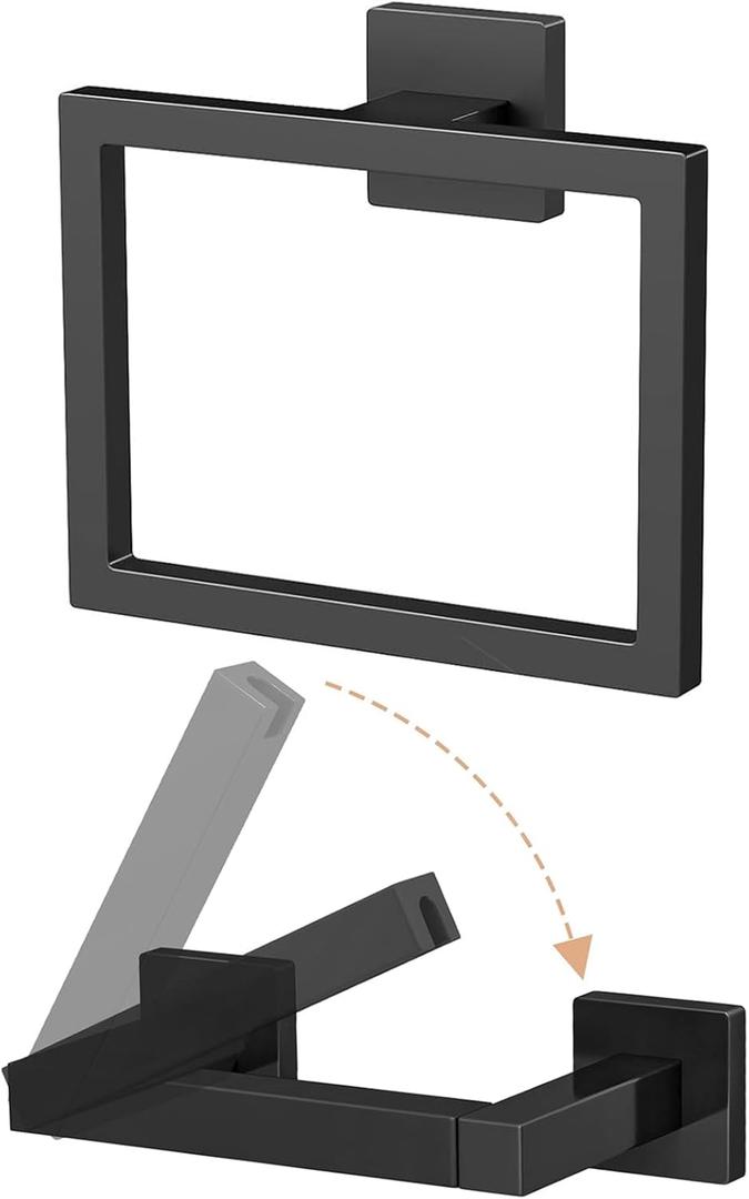 Toilet Paper Holder Wall Mount, Stainless Steel Hand Towel Holder and Tissue Roll Toilet Paper Holder Set for Bathroom, RV, Kitchen, Matte Black Bathroom Accessories Hardware Set