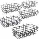 5-Piece Pegboard Baskets Set - Heavy Duty Peg Board Organizer Accessories Bin Set, Premium Black Metal Wire Baskets Tool Shelves, Wall Mount Storage for Garage Workshop Craft Room
