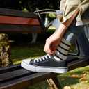 ZGR Womens White Tennis Shoes for Women,Lace up Canvas Sneakers,Casual Walking Canvas Shoes (7, Black)