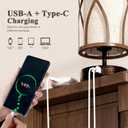 N10-2 Farmhouse Table Lamp Dimmable Touch Control Plug in Lamps Linen Rustic Desk Lamp IImitation Wood Metal Base Vintage Nightstand Table Lamp with USB Port for Bedroom Bedside (Bulb Included)