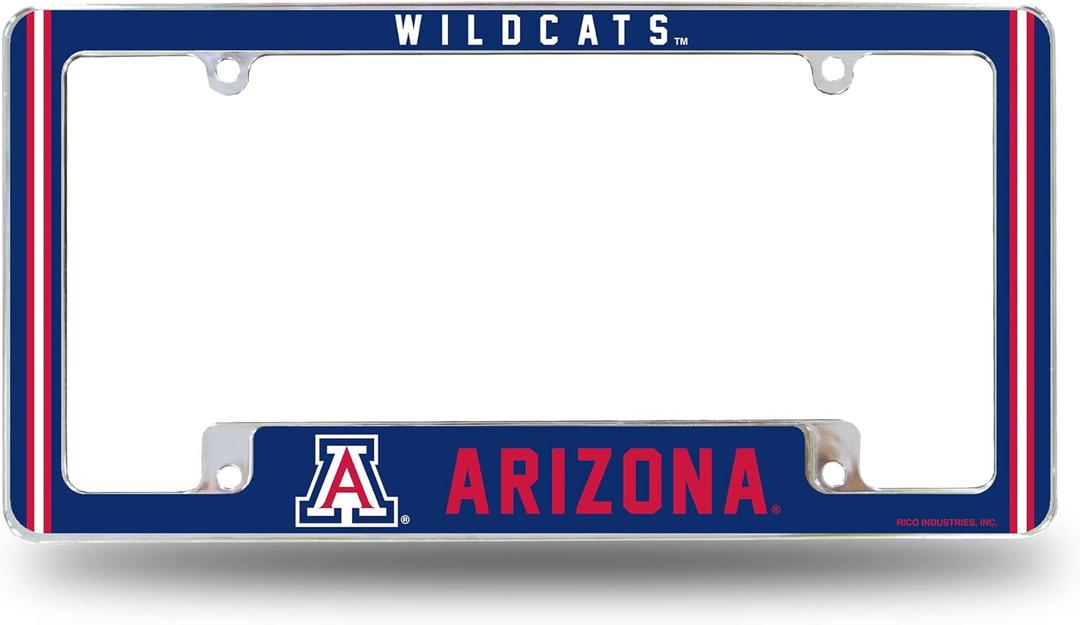 Rico Industries NCAA Classic 12" x 6" Chrome All Over Automotive License Plate Frame for Car/Truck/SUV