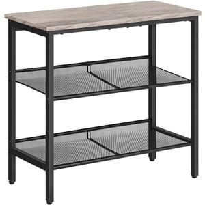 HOOBRO Side Table, 3-Tier Narrow End Table, Nightstand with 2 Flat or Slant Adjustable Shelves for Small Spaces, Hallway, Living Room, Bedroom, Sturdy, Easy Assembly, Greige and Black BG23BZ01G1, 11.8"D x 23.6"W x 23.6"H
