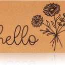 Hello Spring Door Mat for Front Door Welcome Matt Outdoor with Wildflower Bouquet Doormat Indoor Entrance with Flowers, Perfect Home Floral Decor (Brown)