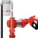 15GPM 12V Fuel Transfer Pump with Discharge Hose, Automatic Nozzle, Premium Filter Package, Suitable for Gasoline, Diesel, Kerosene, Ethanol & Methanol Blends