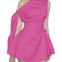 SOLY HUX Women's Mini Dress Off the Shoulder Sleeveless Tie Shoulder A Line Flared Party Dresses Plain HotPink X-Large