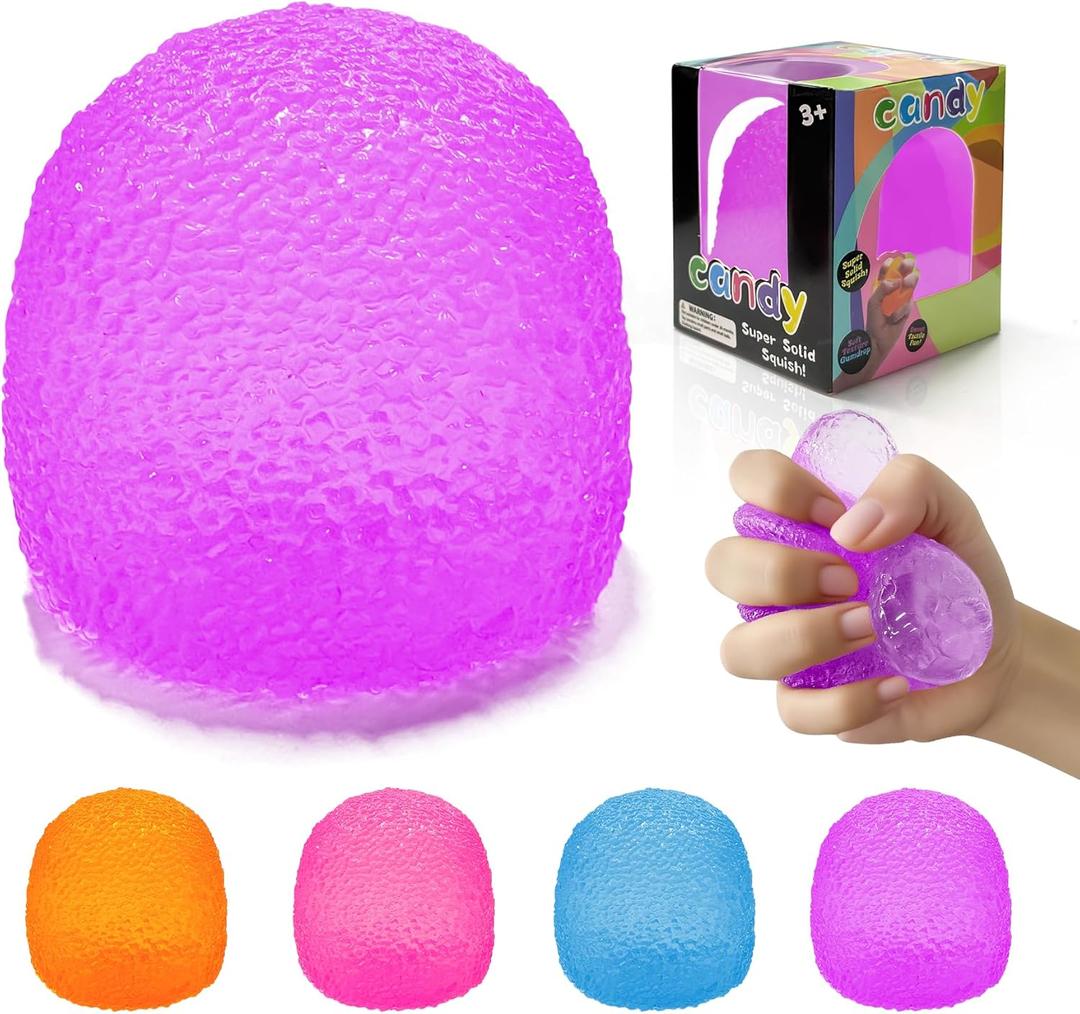 Squishy Fidget Toys Stress for Kids and Adults, Super Solid Squeeze Ball,Sensory for Stress Relief, Birthday, Easter Basket Stuffers and Party Favors (Purple)
