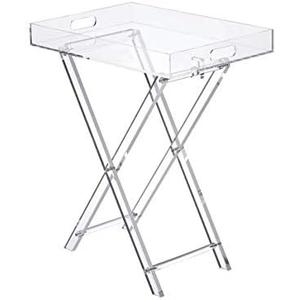 LIKENOW Furniture Acrylic Folding Tray Table, Side End Table,Clear,Modern,19x13 inch,23 inch High