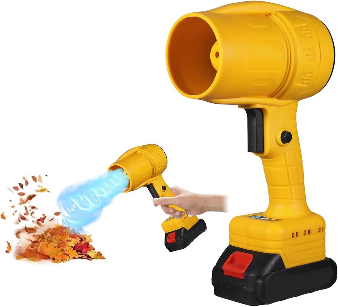 Electric Leaf Blower Cordless Handheld: 33000RPM Portable Leaf Blower with 2 * 21v Batteries and Charger - Hand Held Blower for Lawn Care, Patio (Yellow)