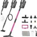 Steam Mop, 12-in-1 Powerful Handheld Steam Cleaner, 260F Floor Steamer, 440ml Large Tank, 23FT Power Cord, Flexible Hose, 3-Level Control, Multi-Purpose for Hardwood, Tile, Grout, Windows (Magenta & Gray)