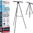 U.S. Art Supply 70" High Boardroom XL Black Aluminum Flip Chart Easel