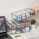 3-Pack Stackable Acrylic Storage Drawers, Desk Organizer Transparent Cosmetic Storage Boxes, 4 Compartment Design Suitable for Stationery, Dressing Table, Sunglasses, Jewelry Storage Organization