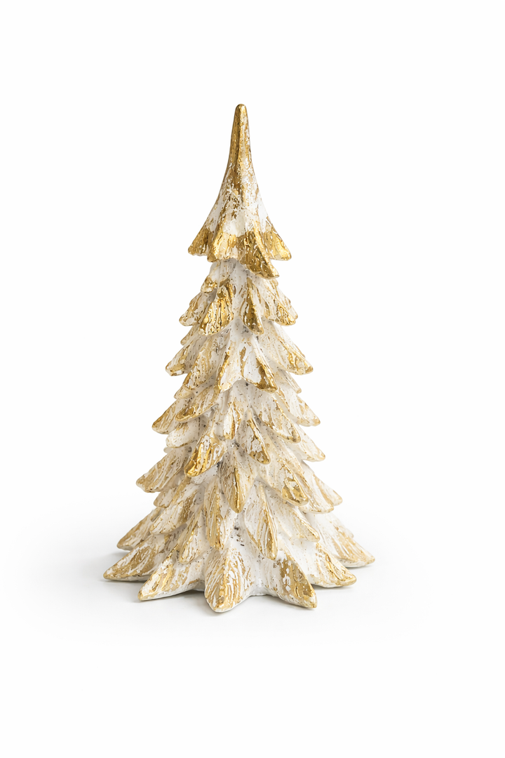 Gold Christmas Tree, Resin Christmas Tree, Small Decorative Tabletop Trees for Mantel, Modern Holiday Home Decor for Living Room, Office, Festive Centerpiece