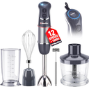 Mueller Multistick 5-in-1 Immersion Blender Handheld,12 Speed Hand Mixer-Turbo Boost,Heaviest Duty Copper Motor,Titanium reinforced Blades Hand Blender,Milk Frother Wand,Whisk,Beaker,Chopper,Grey