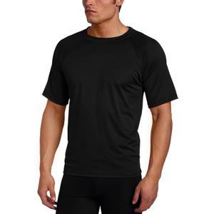 Kanu Surf Men's Swim Shirt with Short Sleeves  UPF 50+ Rash Guard Quick-Dry Fabric (3X, Black)