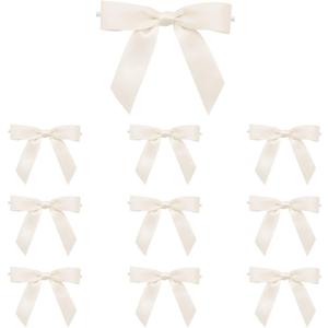 20 PCS 4.5" Mini Ribbon Bow Ivory Satin Ribbon Pre-tie Bows for Crafts Gift Wrapping Bakery Candy Bags Hair Wedding Christmas