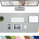 Desk Mat,35.4" x 17" Leather Desk mat,Double-Sided Desk Pad,Desk matt for Desktop,Large Mouse Pad,Office Desk mat,Waterproof Desk Blotter pad for Office&Home(Light Grey+Cork)