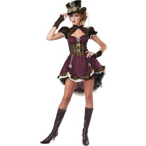 Adult Steampunk Lady Costume (XL, Brown)