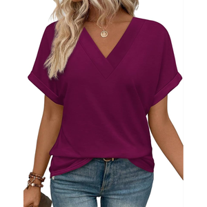 WIHOLL Womens Summer Tops Short Dolman Sleeve Shirts 2025 Fashion V Neck Outfits Clothes