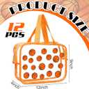 Kacctyen 12 Pcs Basketball Large Clear Toiletry Cosmetic Makeup Bag with Zipper and Handle Cheer Snack Bag Bulk for Team 12 x 9 x 4 Gift Bags Tote Pouch Cheerleading Teammates Party Supplies(Orange)