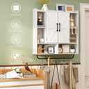 RUSTOWN Rustic Bathroom Wall Storage Cabinet with 2 Barn Doors, White, 31.5"W x 7.1"D x 33.3"H
