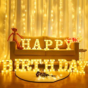 155 Bulbs Happy Birthday LED Marquee Light Up Letters Sign (Large Size)