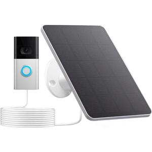 Solar Panel Charger Compatible with Ring Video Doorbell 1/New Generation(2020 Release-1080p), 10ft Waterproof Charging Cable, 360Adjustable Mount,5W 5V, 7.5 * 6.4"