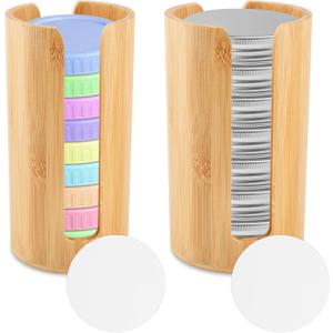 2 Pack Mason Jar Lid Organizer, Bamboo Vertical Storage Holder for Home Kitchen Organization & Tumbler Lids, Wooden Storage Accessories for Mason/Canning/Bamboo Lids(Wide & Regular Mouth)