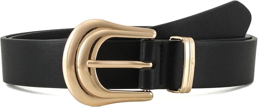 Earnda Women Western Leather Belts for Jeans Pants Vintage Waist Belt for Lady Dresses with Gold Silver Buckle (Large: 33"-36" (Pant 12-14))
