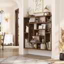 Armocity 6 Tier Display Book Shelf Wall Mounted Bookshelf Freestanding Geometric Bookcase Floating Book Shelves for Wall Bedroom Living Room Home Office, 45.5"(W) * 47"(H), Rustic Brown
