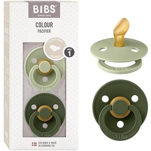 BIBS Pacifiers 0-6 Months | 2-Pack Soothers | Anatomical Nipple | BPA-Free Natural Rubber | Made in Denmark | Sage/Hunter Green Color Pacifier