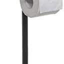 MyGift Free Standing Toilet Paper Holder Black Metal Scrollwork Design Bathroom Tissue Paper Stand - Single Roll Storage Rack