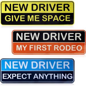 2 x 3pcs Student Driver Car Magnet Stickers, 9.8x3.35in Waterproof Removable Novice New Driver Decal Sign Reflective Magnetic Safety Bumper Sticker for Car Accessories
