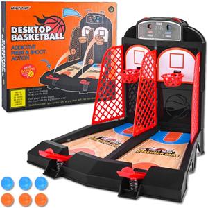 Desktop Basketball Shooting Arcade Game with 6 Balls (3 Orange/3 Blue) Plastic Tabletop Baskball Toy for Kids and Adults Shot Creator 1 to 2 Players Mini Catapult Board Game Indoor Sports Activity