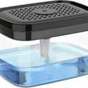 MR.SIGA Dish Soap Dispenser for Kitchen,2 in 1 Premium Sponge Holder, Dishwashing Soap Pump Dispenser for Countertop, Black