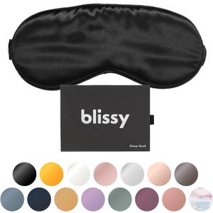Blissy Silk Sleep Mask - Eye Sleeping Mask for Women & Men for Total Blackout - 100% Pure Mulberry Silk, 22 Momme 6a Fibers - Blindfold Sleep Mask Side Sleeper Eye Cover (Non Adjustable)