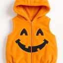 stylesilove Infant Toddler Halloween Baby Kids Fleece Pumpkin Costume Comfy Jumpsuit (80/6-12 Months)