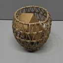Larekook Hanging Solar Lanterns Outdoor Waterproof, Natural Seeweed Rattan Lantern Bamboo Woven Hanging Pendent Light with Edison Bulb,Solar Chandelier Outdoor Light for Gazebo Garden Porch Patio