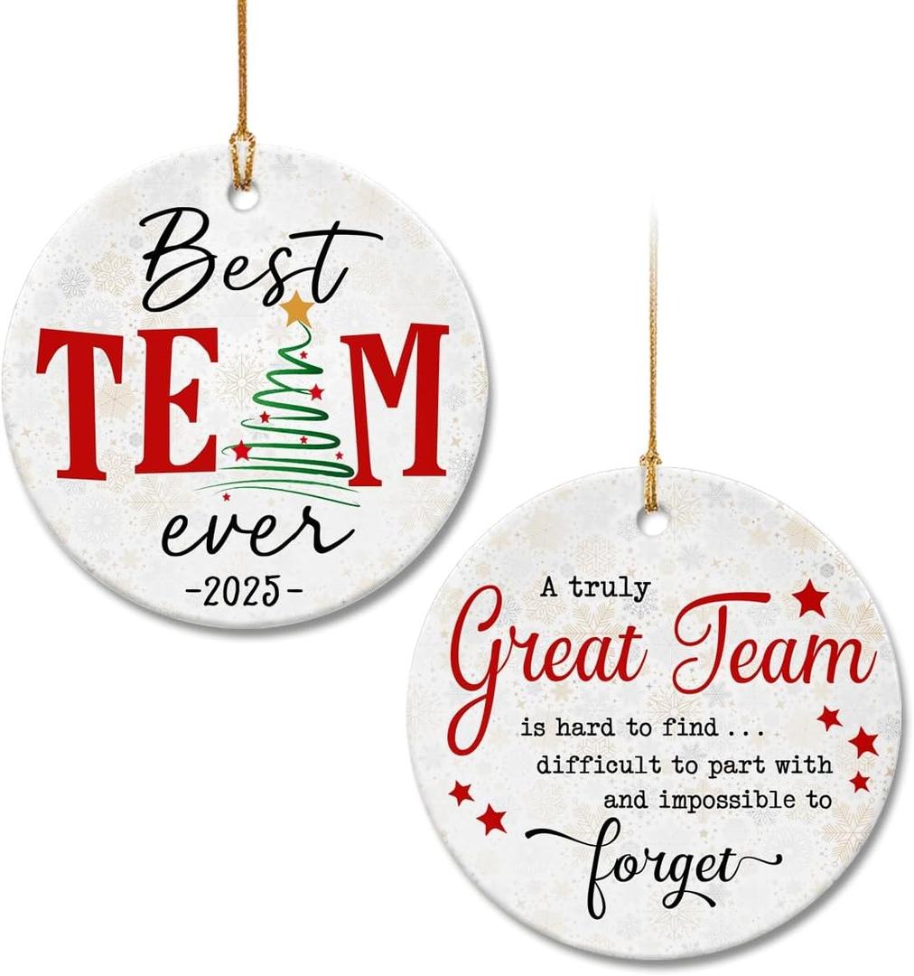 Best Team Ever Ornament 2025 - Coworker Christmas Ornaments - Team Gifts for Employees, Staffs, Colleagues, for Work Team, Appreciation Thank You Gifts for Team Members at Work