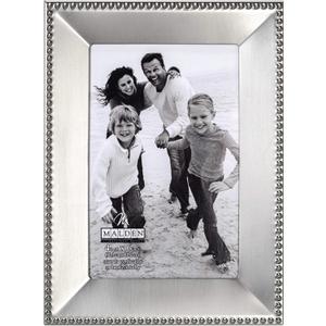 Malden International Designs Marquee Bead Satin Nickel Picture Frame, 4x6, Nickel