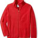 Amazon Essentials Boys and Toddlers' Polar Fleece Full-Zip Mock Jacket (Large, Red)
