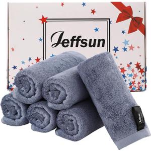 Reusable Makeup Remover Towels, Super Soft and Gentle Face Towels on Sensitive Skin, 13x13 inch Extra Large Wash Cloths for Face and Body, Easy to Clean Fast Dry Denim Blue Facial Cleaning Cloths