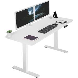 VIVO Electric 60" x 24" Standing Desk, Memory Height Adjustment, 1B Series, One-Piece White Top, White Frame, DESK-KIT-1W6W