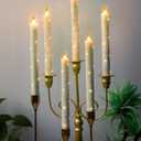 Flameless Cone Candle with Built-in Star String Light, 11-Button Remote Control, Timer, Battery Powered, Simulated Flame, 3-Pack Window Candle, Christmas Home & Wedding Decoration (Ivory)