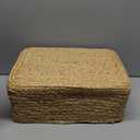 Ottoman Foot Stool Rectangular Footrest Natural Seagrass Footstool with Wooden Legs Hand Weave Multifunctional Modern Dressing Stool, Sofa Side Table for Bedroom for Living Room (Nature) (16.5"D x 12"W x 9.5"H)