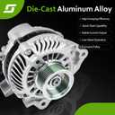 11176N New Alternator Compatible with 2006-2011 Honda Civic 1.8L L4, 80A 12V, 7-Groove Pulley, Replace# 11176, 31100RNAA01, 31100RNAA01RM, 31100RNAA012M2, AHGA67, A002TC1391, SB347