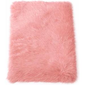 Goolela Pink Fluffy Fur Rug Fuzzy Furry Faux Sheepskin Pink Carpet 2x3 for Girls Bedroom Bedside Playroom Small Decor Cute Plush Washable Rectangle