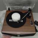 RetroAudio Vinyl Record Player with Built-in Speakers, Bluetooth 5.4 Input Turntable for Vinyl Records, Magnetic Cartridge, 33/45 RPM Belt Drive, RCA Out, Adjustable 3-Level Light Bar, Walnut Brown